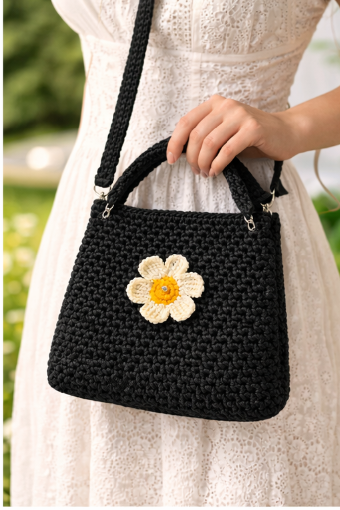 Crochet Daisy Shoulder Bag