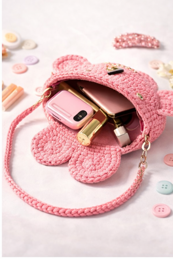 Bear Crochet Crossbody Bag