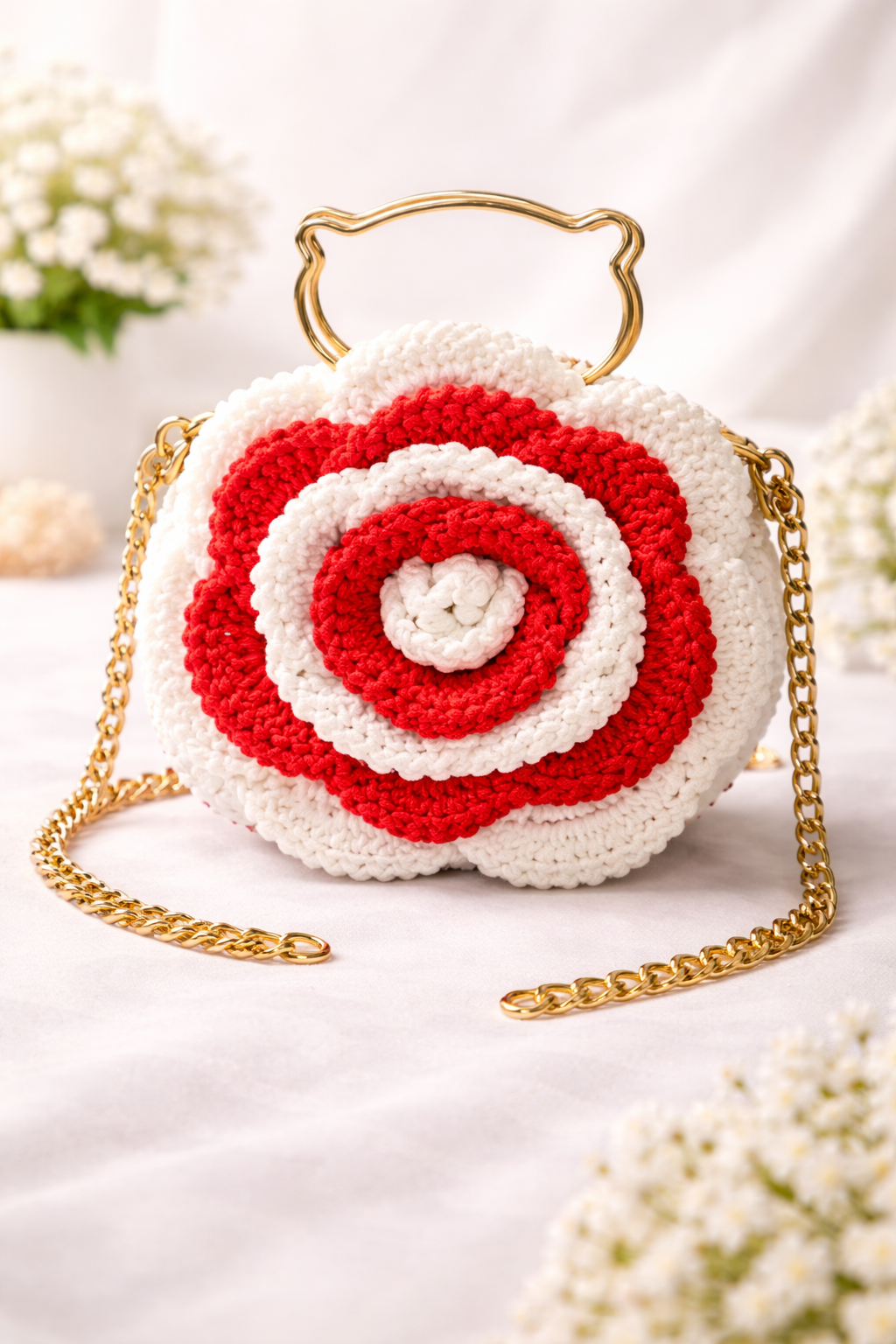 Rose Crochet hand bag