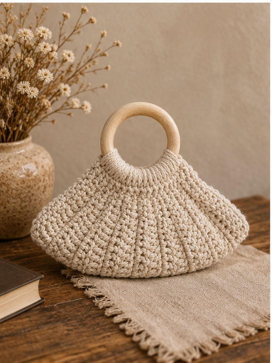 Wooden Handle Bag – Elegant Boho Clutch Purse