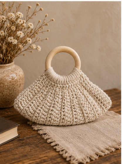 Wooden Handle Bag – Elegant Boho Clutch Purse