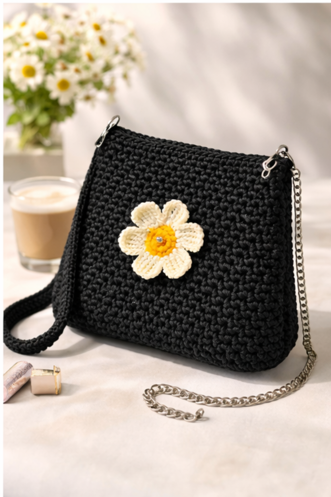 Crochet Daisy Shoulder Bag