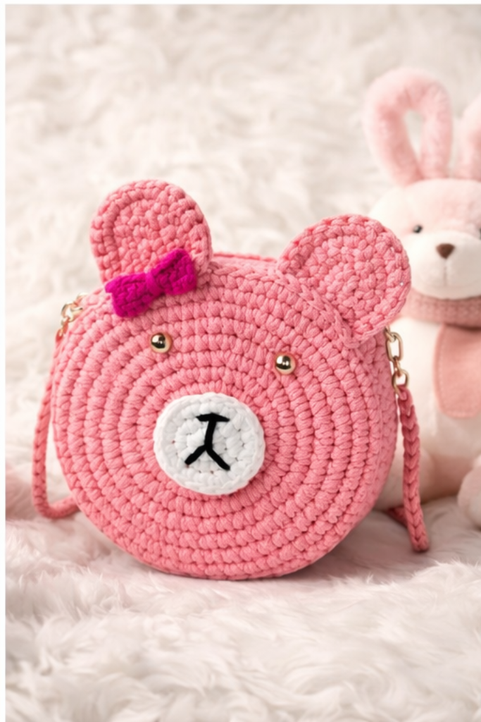 Bear Crochet Crossbody Bag