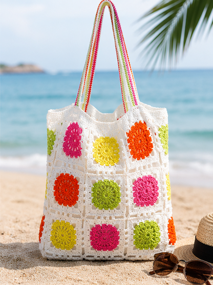 square Crochet Tote Bag – Boho Beach Shoulder Bag