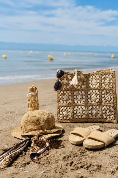 Crochet Beach Tote & Sun Hat Set