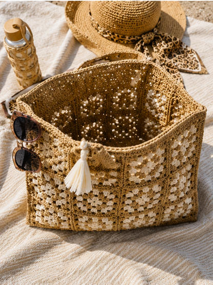 Crochet Beach Tote & Sun Hat Set