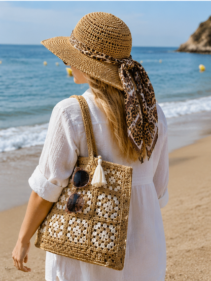 Crochet Beach Tote & Sun Hat Set