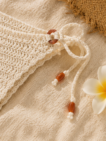 Boho bikini set with Beaded Tie Details