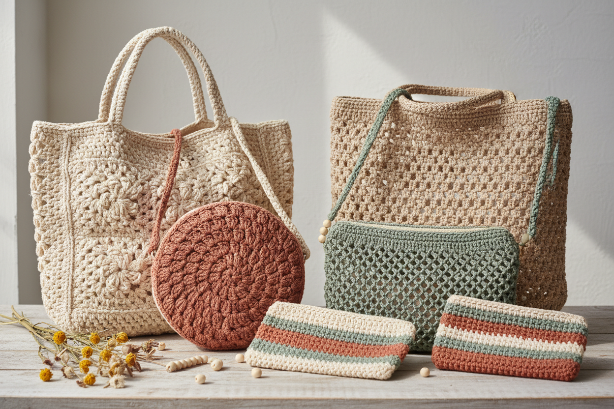 make image with crochet bags 