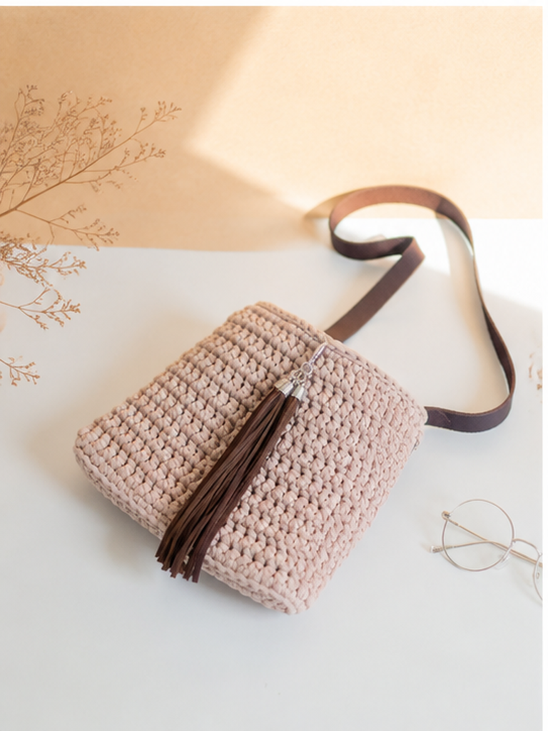 Blush Crochet Crossbody Bag