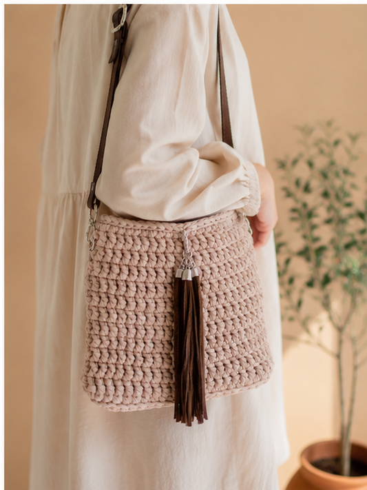 Blush Crochet Crossbody Bag