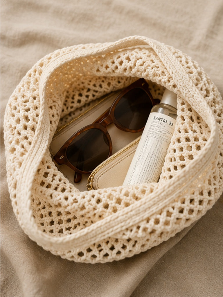 Crochet Mesh Tote Bag – Minimalist Boho Market & Beach Bag
