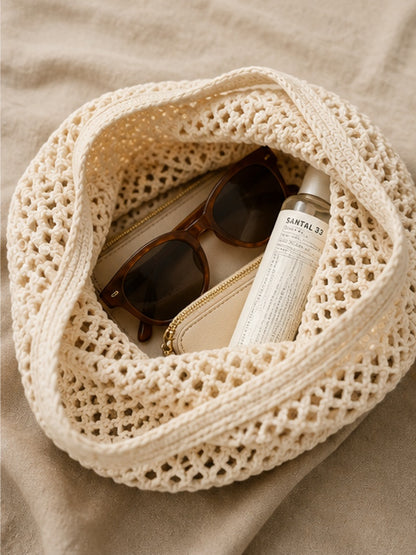 Crochet Mesh Tote Bag – Minimalist Boho Market & Beach Bag
