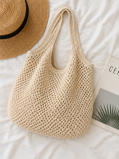 Crochet Mesh Tote Bag – Minimalist Boho Market & Beach Bag