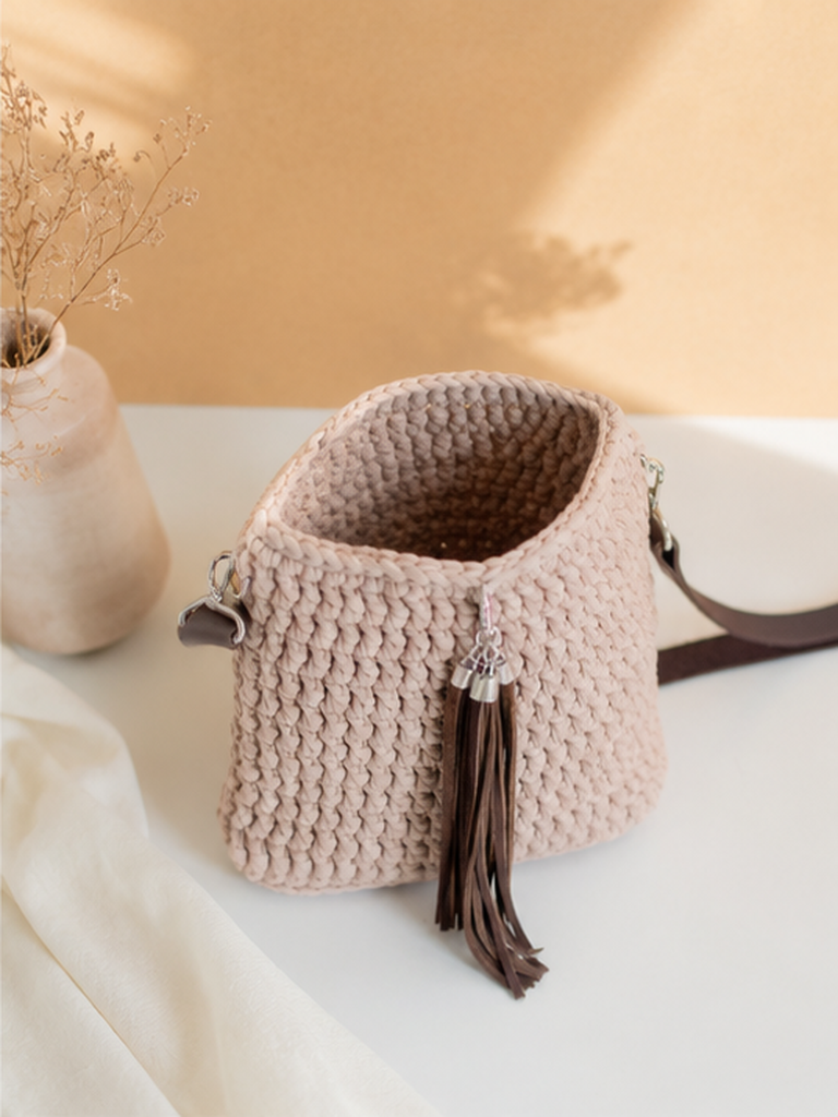 Blush Crochet Crossbody Bag